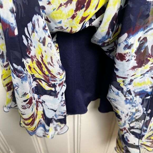 Flowy Floral Dress Womens 20W Blue A Line Fully Lined V Neck Plus Size Colorful - Picture 5 of 9